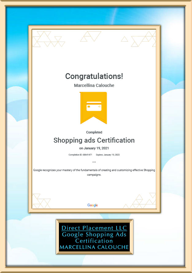 Marcellina Goolge Shopping Ads Certification