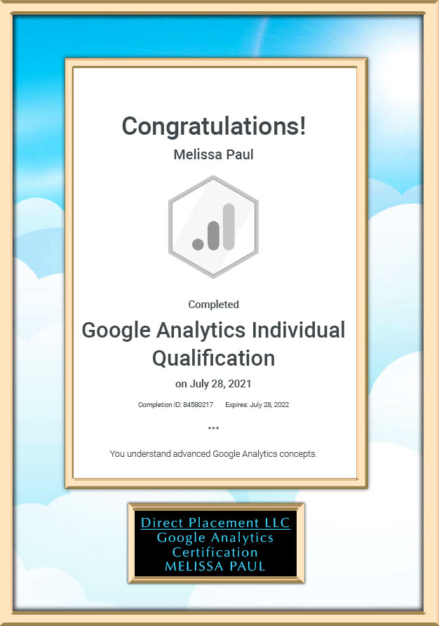google analytics certificate